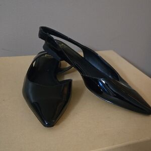 Marc Fisher Black Patent Slingback Flats Size 6.5
